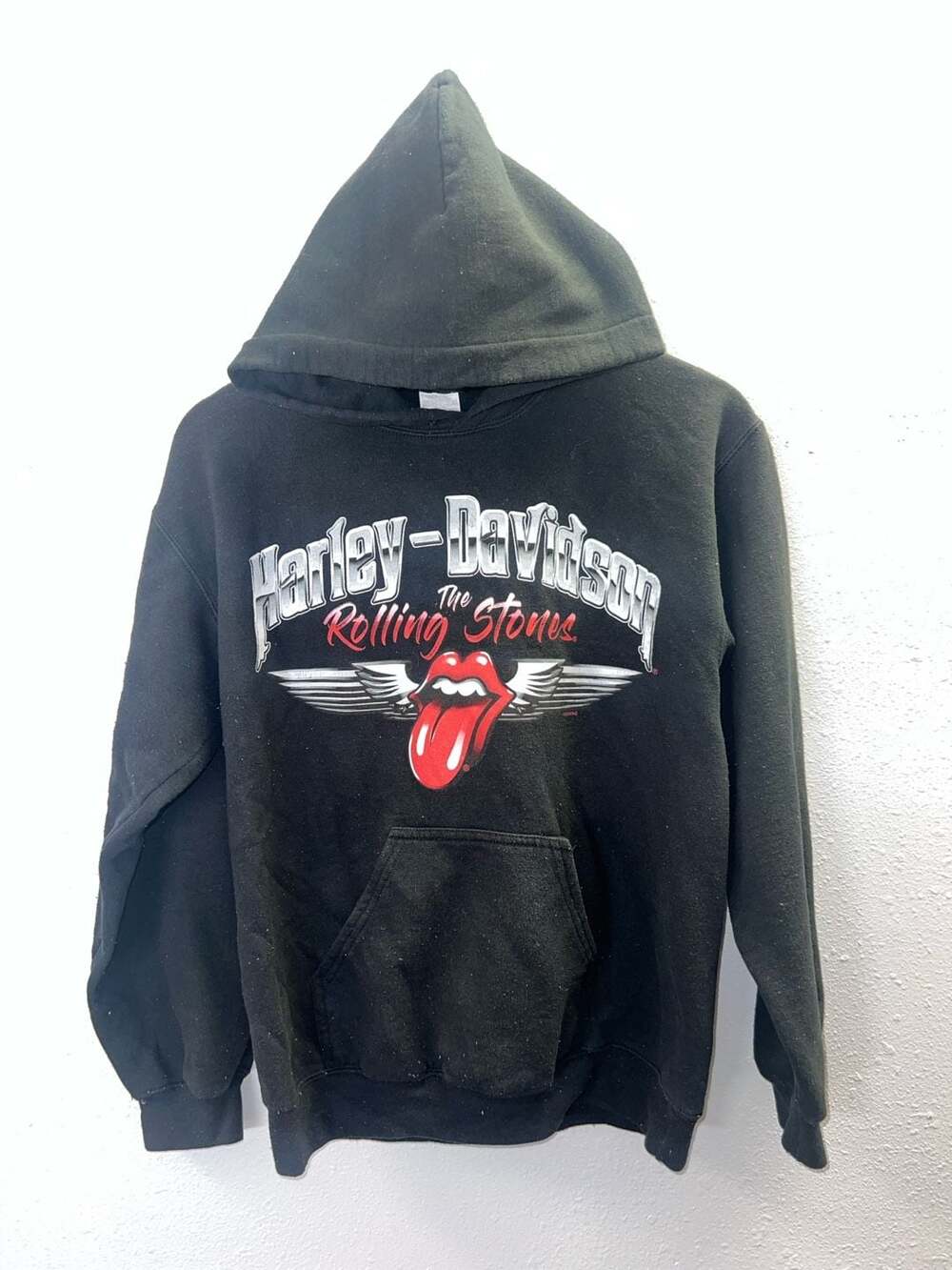 Harley Davidson Rolling Stones Hoodie Small Black Wings Corpus Christi 0484